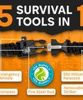 Tactical Paracord Compass Survival Bracelet Set with Fire Starter Kit and Whistle for hiking, camping, hunting, and fishing.