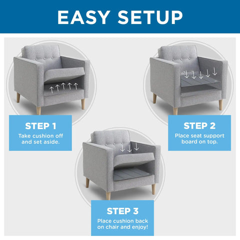 Heavy Duty Chair Cushion Support For Sagging Cushions 17x22 Inch Reinforced Plywood Seat Saver installation steps on armchair