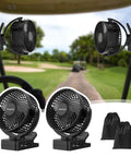 Two Pack Magnetic Clip On Fan For Golf Cart With 12000mAh Battery Portable 3 Speed Fan LED Lantern Magnetic Base