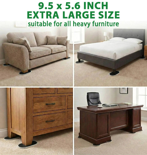 Extra Large Furniture Sliders For Carpet And Hardwood Floors 9.5 Inch Heavy Duty Reusable Moving Pads under sofa and bed