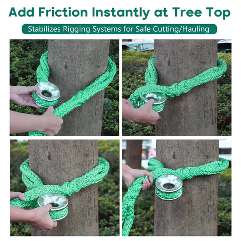 Three Quarter Inch Rigging Ring Sling Rope, 6 Ft Arborist Rope With Aluminum Ring, 14,600 Lbs MBS Friction Saver in use