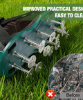 Adjustable Spiked Lawn Aerator Shoes With Deep Soil Spikes And Breathable Straps on grass, showing an easy-to-clean design