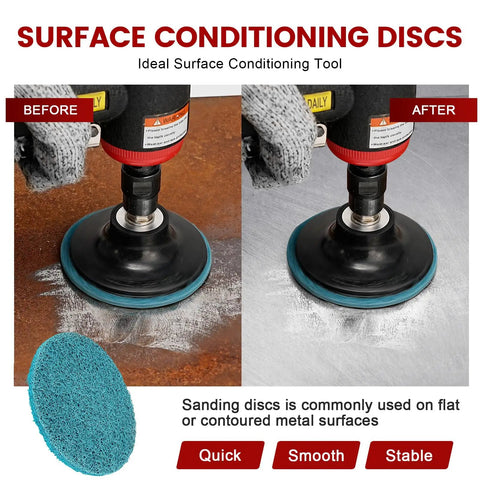 Roloc Sanding Discs Set Three Inch For Die Grinder 25 Pieces R Type Quick Change With One Quarter Inch Pad Holder Fine Medium Coarse Grit Nonwoven Surface Conditioning Discs For Wood Metal Plastic