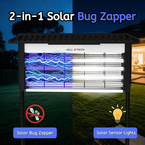 Solar Powered Bug Zapper For Outdoor Use Waterproof Backyard Mosquito And Fly Killer 4500V Grid for backyard camping use