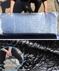 Heavy Duty Self Adhesive Roofing Tape Rock Solid Waterproof Asphalt Membrane Roll being handled, showing texture and usage.