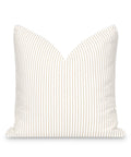 Fall Coastal Patio Pillow Cover 20x20 For Indoor Outdoor Use, Water Repellent Cushion Cover In Neutral Tan Stripe, Front View