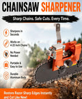 Klampero Chainsaw Sharpener Manual Chain Saw Sharpener Tool Portable Kit clamped on chainsaw bar, aluminum body