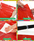 30 Piece Hanging Book Storage Bags With Hooks Clear Book Buddies showing red PVC bag, waterproof and durable, easy to hang