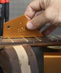 Using Pro Grade Fret Leveling Kit With Fret Rocker on guitar for precise setup on 25.5 Inch F Scale Or 24.75 Inch G Scale