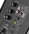 Close-up of back panel of R1850DB Dope Active Bookshelf Speakers With Bluetooth And Optical Input Built In Amplifier