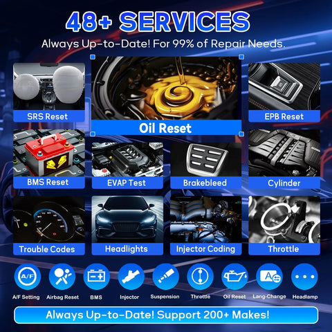 Killer Performance Professional Vehicle Diagnostic Scanner Tablet With Six In One VCMI2 Cable displaying 48+ services for vehicle diagnostics.