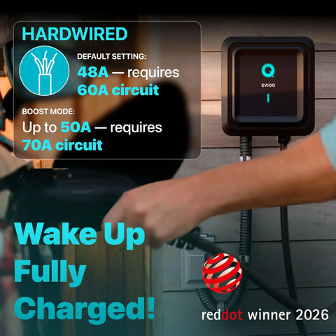 Level 2 EV Charger For Non Tesla EVs, 48A At 240V, 25ft Cable, J1772 Connector, WiFi 2.4GHz Smart App, IP66 Weatherproof Indoor Outdoor