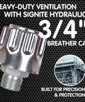 Heavy Duty Hydraulic Breather Cap Three Quarter Inch NPT With 40 Micron Filtration Metal Vent Cap on textured background