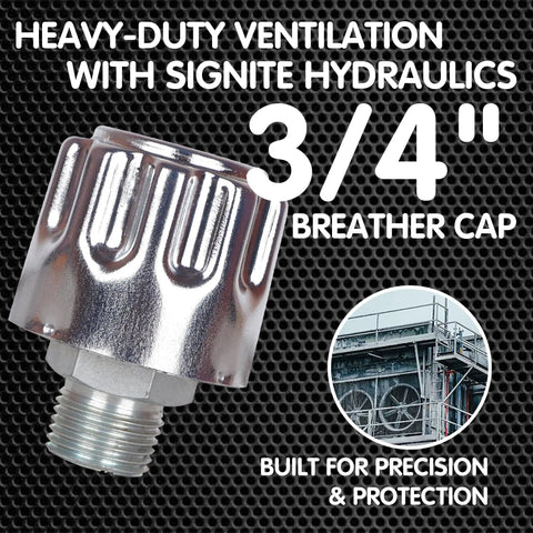 Heavy Duty Hydraulic Breather Cap Three Quarter Inch NPT With 40 Micron Filtration Metal Vent Cap on textured background