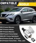 Keep Your Daily Cruiser Rolling Smooth As Butter With This Premium CVT Transmission Stepper Motor For Nissan Murano Altima Maxima 2003 To 2024 3.5L Fits Tight And Replaces Oe Ref0f09a Ref0f09b Jf010e Jf009e Fo Sho Zero Lag with a silver Nissan car on a road.