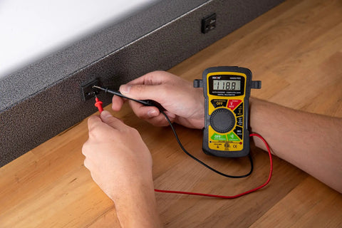 Hands Free Digital Multimeter For Auto And Home Troubleshooting, UL Certified, 10 Meg Ohm Circuitry, testing outlet, black