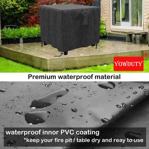 Square 30 Inch Propane Fire Pit Cover Tough As Nails Waterproof 600D Fits 28 To 30 Inch Gas Fire Pit Table All Weather Patio Protection