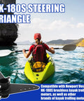 Kayaker on lake with Two Piece Steering Triangle Mounting Bracket Kit For NK 180S Brushless Kayak Motor Replacement Parts