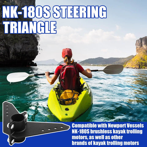 Kayaker on lake with Two Piece Steering Triangle Mounting Bracket Kit For NK 180S Brushless Kayak Motor Replacement Parts