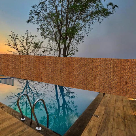 Natural Reed Fence Screen Made From Bamboo For Outdoor Privacy 6 Feet By 16.4 Feet Durable Weatherproof Fencing by pool