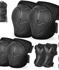 Set of black Kid Friendly Knee Pads Elbow Pads And Wrist Guards Protective Gear Set for ages 3 to 14.