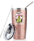 Grab This Dill With It 20 Oz Travel Tumbler Dope Insulated Cup With Secure Lid featuring a playful pickle design and straw.