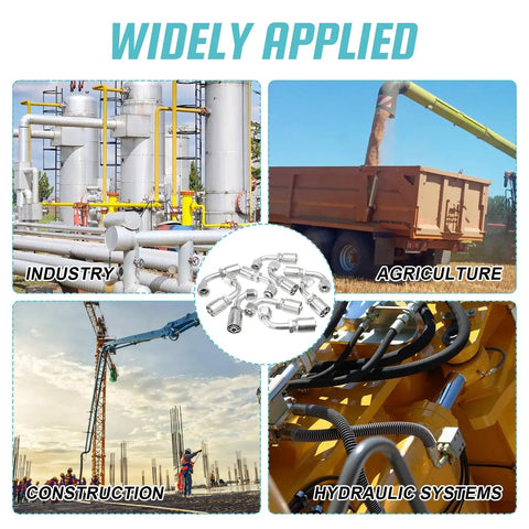 10 Pack Half Inch Hydraulic Hose Fittings 90 Degree JIC 37 Degree Female End Elbow Crimp Fittings for Half Inch ID Hose Durable Carbon Steel Construction Compatible With Weatherhead U Series And Dayco Crimpers with industrial, agriculture, construction, and hydraulic system applications