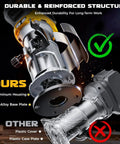 Cordless Wood Router Tool With 800W Brushless Motor Up To 30,000 RPM 6 Speed Settings Precise Depth Adjustment Edge And Roller Guides Includes Router Bits Tool Only No Battery Compatible With DeWalt 20V System showing aluminum housing and PC+Alloy base.