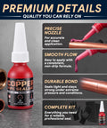 2 Pack Pipe Thread Sealant 0.67 Oz No Heat Liquid Solder For Plumbing And HVAC Copper Brass Yellow Metal With Gloves And 4 Sandpaper Sheets Included High Pressure Oil Resistant -60 F To 300 F 10,000 PSI copper bottle