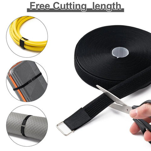One Inch By Sixteen Foot Hook And Loop Straps With Twenty Five Metal Buckles Adjustable Fastening Straps Cut To Length Nylon Ties