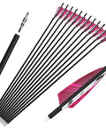 Carbon Arrows For Target Practice And Hunting, 28 30 31 Inch Lengths, 500 Spine, 4 Inch Turkey Feather Fletching, 100 Grain Removable Field Tips