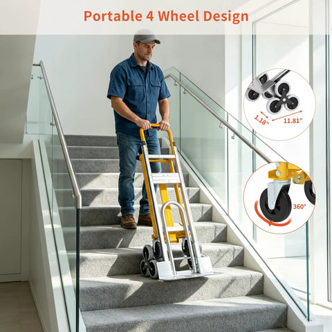 Heavy Duty Stair Climbing Hand Truck Built Tough For 1000 Pound Loads No Sweat Moving Four In One Instant Convertible Aluminum Dolly Cart With Smooth Rollers Badass Load Lifter For Relocations Logistics And Mall Dash Trips