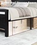 Under bed storage space features of Stylish Twin Bed Frame With Rustic Wood Headboard, 10.5 inches clearance for easy organization.