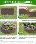 Interlocking No Dig Garden Edging Border Kit for Lawns and Flower Beds 30 Pack 30 Ft Easy Install steps guide with flowers