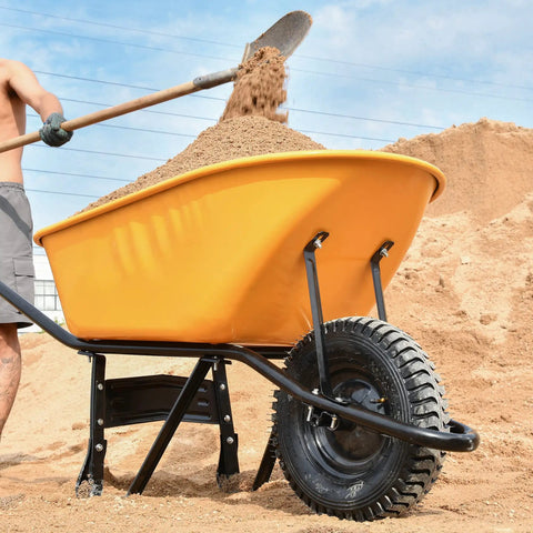 Tough As Nails Inner Tubes For 4.80/4.00-8 Inch Tires With TR87 Angled Valve, 2 Pack on wheelbarrow in use on sand