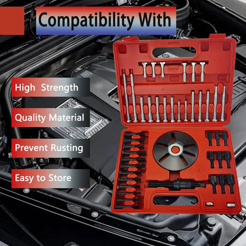 Heavy Duty Harmonic Balancer Puller Tool Kit for Easy Crankshaft Pulley Removal and Steering Wheel Puller Set in open case