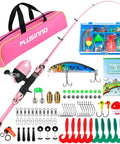 Kids Fishing Pole With Spincast Reel Telescopic Rod Full Gear Kit Pink 150cm Easy Cast Travel Bag Tackle Included For Boys Girls And Adults