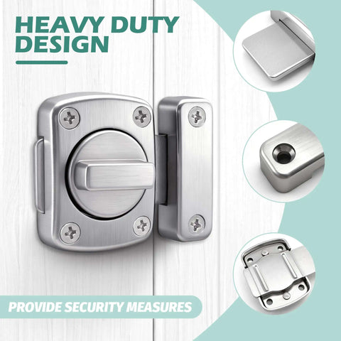 Rotary Bolt Latch Lock With Six Screws For Cabinets Windows And Bathrooms Easy Install Privacy Lock, zinc alloy, front view.