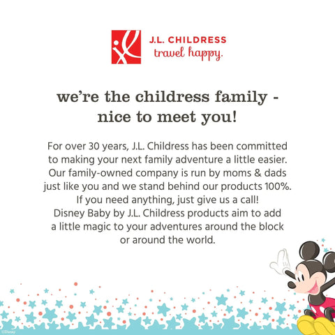 J.L. Childress introduction card with Disney Mickey Mouse, emphasizing family values and travel support.