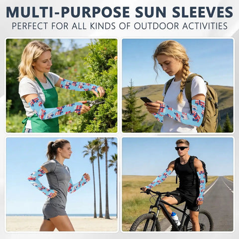 Stay Fresh With These Dope Cooling Arm Sleeves shielding bold tattoo ink during outdoor activities in sunny locations.