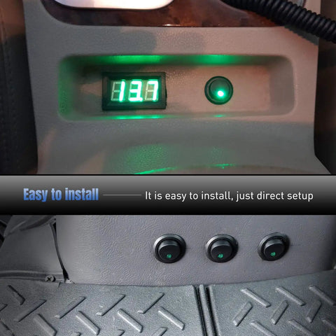 Round LED Toggle Switch 12V Car Truck Rocker On Off Control With 2 Pole SPST Design, 20A DC Circuit, green indicator