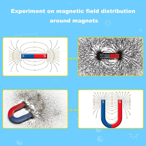 Magnetic field distribution around magnets from Large Science Lab Magnet Kit For Physics Electromagnet Experiments Classroom
