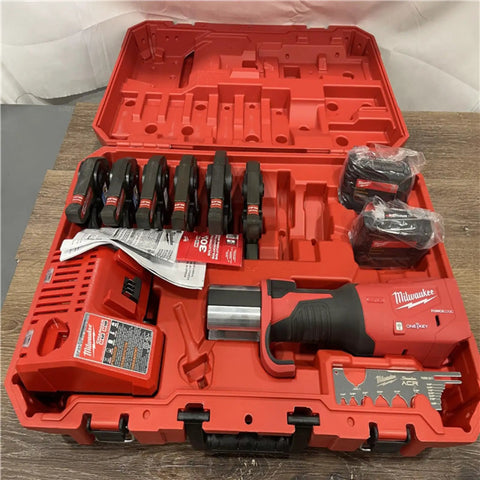 Pro Grade Press Tool With One Key Kit For Half To 4 Inch Copper And Steel Pipe 18V cordless system in red case