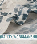 84 Inch Long Semi Sheer Linen Curtains With Vintage Floral Print, Two Panels Grommet Window Treatments, fabric close-up