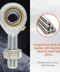 Rod End Bearing Set 7 By 16 Inch Bore Right Hand Thread With 9 Degree Angular Misalignment Forged 45 Steel Bodies 2 Pack For Industrial Machinery And Linkages Built Tough For Heavy Duty Performance, threaded rod end bearing with hex nut