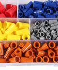 248 Piece Pro Grade Wire Connectors Set With Insulating Twist Caps And Spring For Grab And Go Quick Electrical Connections Color Coded Five Sizes In Grey Blue Orange Yellow Red in organizer