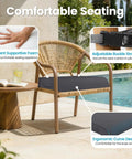 Patio Chair Cushions Set Of 2 19 By 19 By 3 Inch Waterproof Outdoor Seat Cushions With Adjustable Straps and Handles Fade Resistant Grey