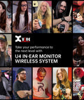 Collage of musicians showcasing U4 Wireless In-Ear Monitor System For Studio And Live Gigs, Beltpack Receiver And Transmitter.