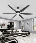 Black Boss 52 Inch Ceiling Fan With Remote And Light Dimmable 22W LED Light in modern living room
