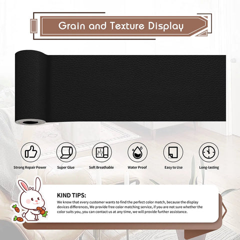 Self Adhesive Leather Repair Tape 4x63 Inches For Damaged Leather Furniture Sofa Car Seats And Leather Goods Black DIY Friendly Durable Quick Fix For Tears Scratches And Cracks